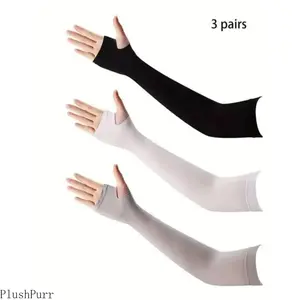3 Pairs Unisex UV Protection Arm Sleeves – Stretchy Lightweight Covers for Running Cycling Driving