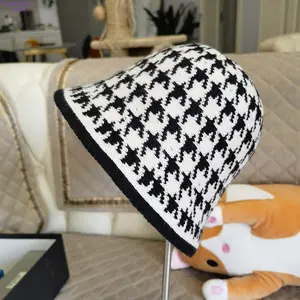 Women’s Houndstooth Bucket Hat, Nordic Style Elegant Chic Fisherman Hat, Lightweight Foldable Fashion Cap, Classic Luxury All-Match Sun Hat Perfect for Daily Outings, Travel, Streetwear & All Seasons
