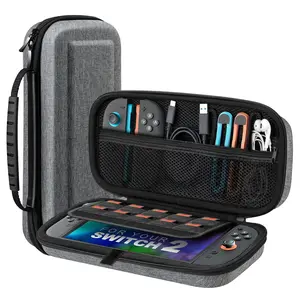Carrying Case for Nintendo Switch 2 (2025), Large Capacity Protective Hard Shell Portable Travel Case Pouch for Switch 2, with 10 Game Card Slots and Pockets for Console & Accessories, Gray