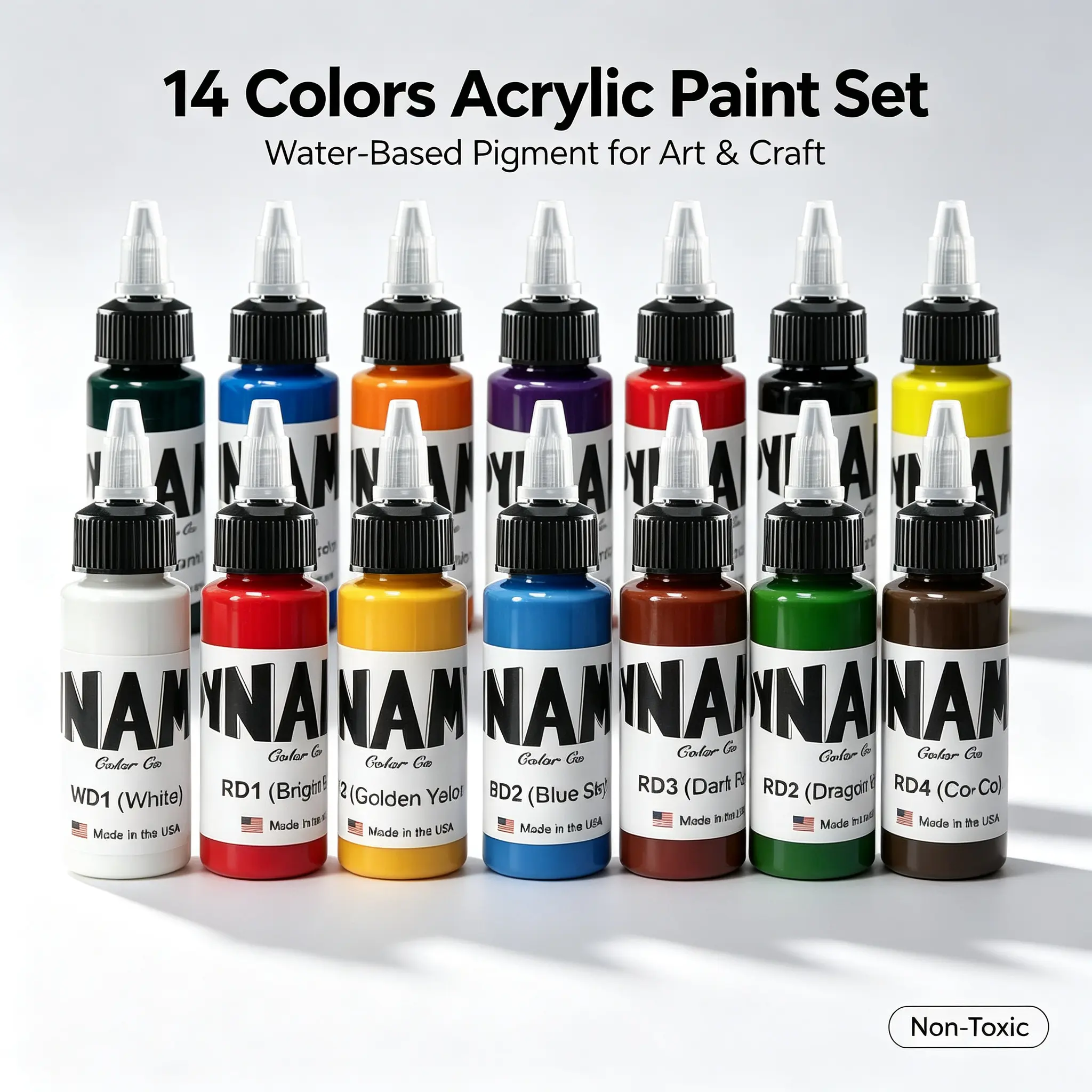 14 Bottles Tattoo Ink Set Viral TikTok Trending Water-Based Non-Toxic Pigment Kit Professional Tattooing Body Art Permanent Makeup Beginners Hobbyists Artists Long Lasting Rich Vibrant Hues High Pigmentation Tattoo Supplies Must Have