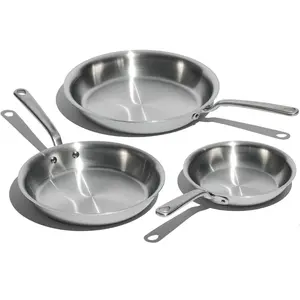 Made In Cookware | 3-Piece (Includes 8",10",12") Stainless Frying Pan Set | 5 Ply Stainless Clad | Professional Cookware | Crafted in Italy | Induction Compatible