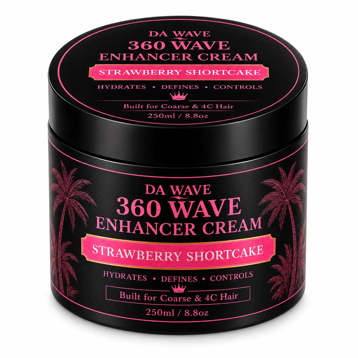 360 Wave Enhancer Cream for 4C & Textured Hair – Moisture, Curl Definition & Frizz Control, Strawberry Shortcake, 8.8 oz