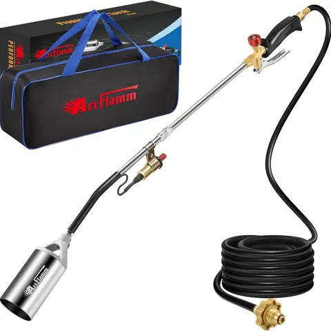 【toolupgrade】【DealsForYouDays】ARTFLAMM Portable Propane Torch Weed Burner Kit, Self-Igniting Blow Torch with10 FT Hose, Flame Torch for Campfires,Roofing Gardening Outdoor toolupgrade