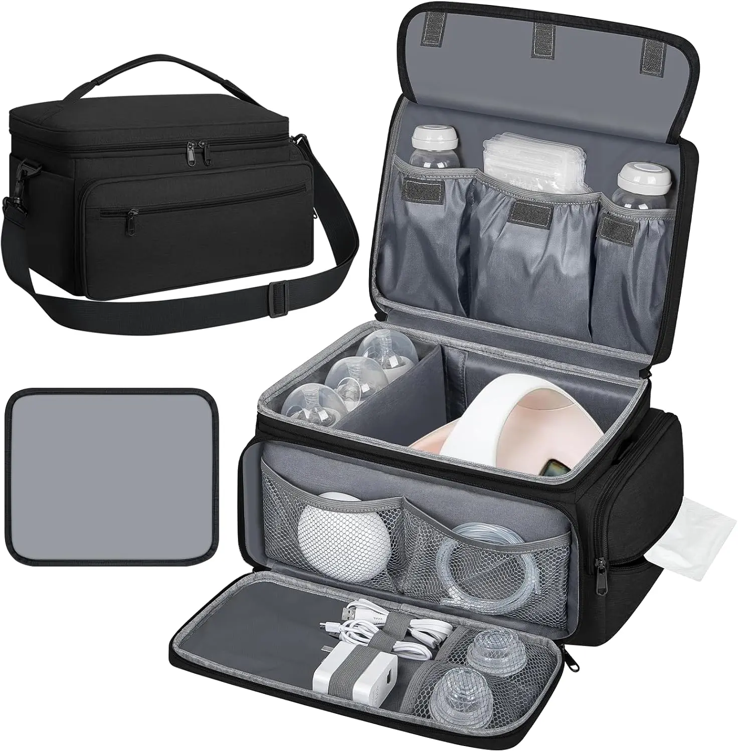 Multifunctional Diaper Bag for Working Moms - Spectra S1-S2 Compatible, Lightweight Handbag, Waterproof Mat, Breast Milk Cooler Compartment, Hospital Bag for Mom, Mesh Pockets, Travel Tote, Lightweight Diaper Handbag, Travel Diaper Tote,summerwins summerw