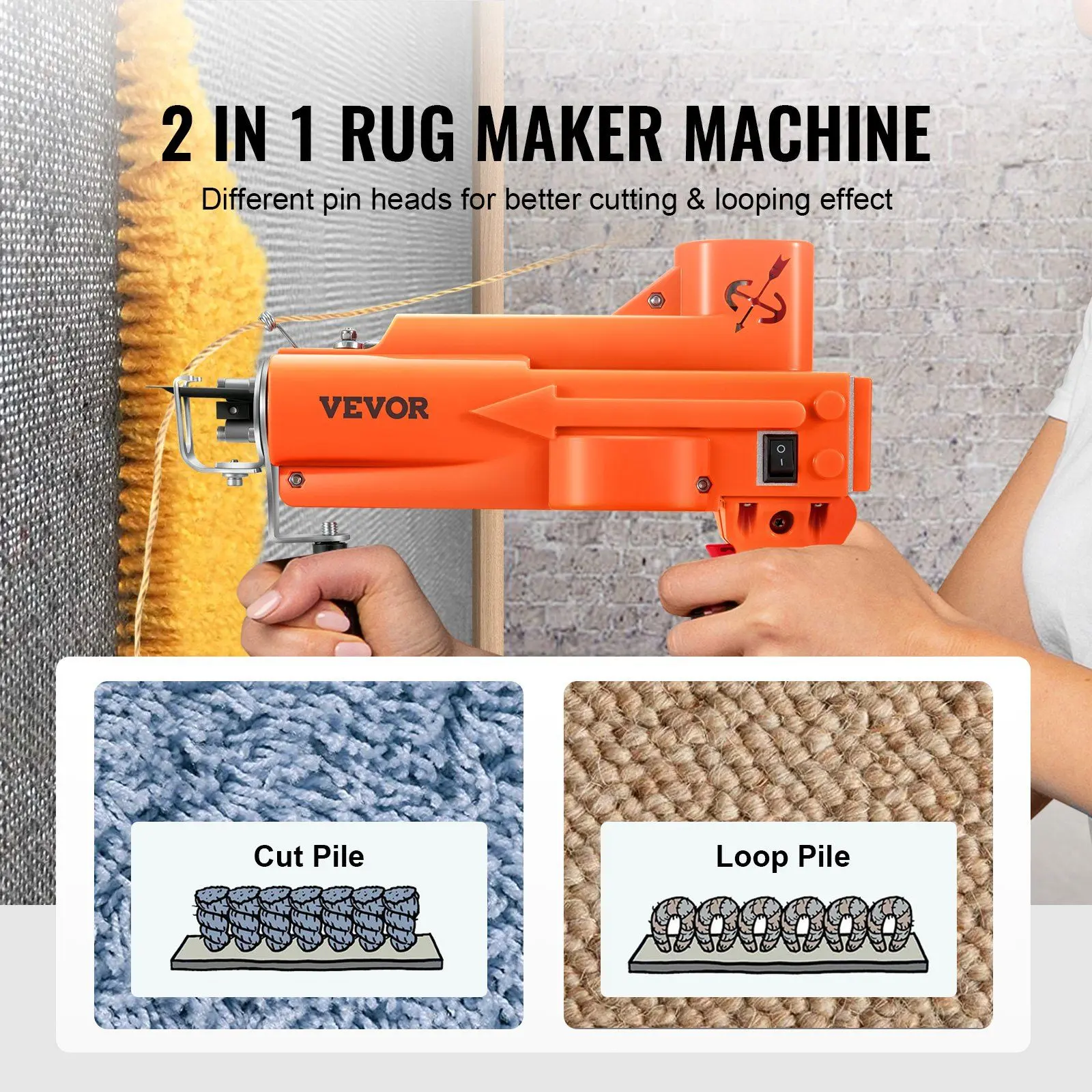 VEVOR Electric Carpet Tufting Machine Weaving Flocking Kit Cut Pile ...