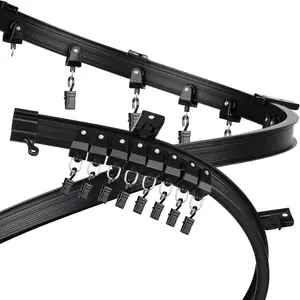 Black Flexible Bendable Ceiling Curtain Track, Curved Ceiling Track for Curtains, Room Divider Ceiling Track Rail System(2 m/ 6.6 ft)