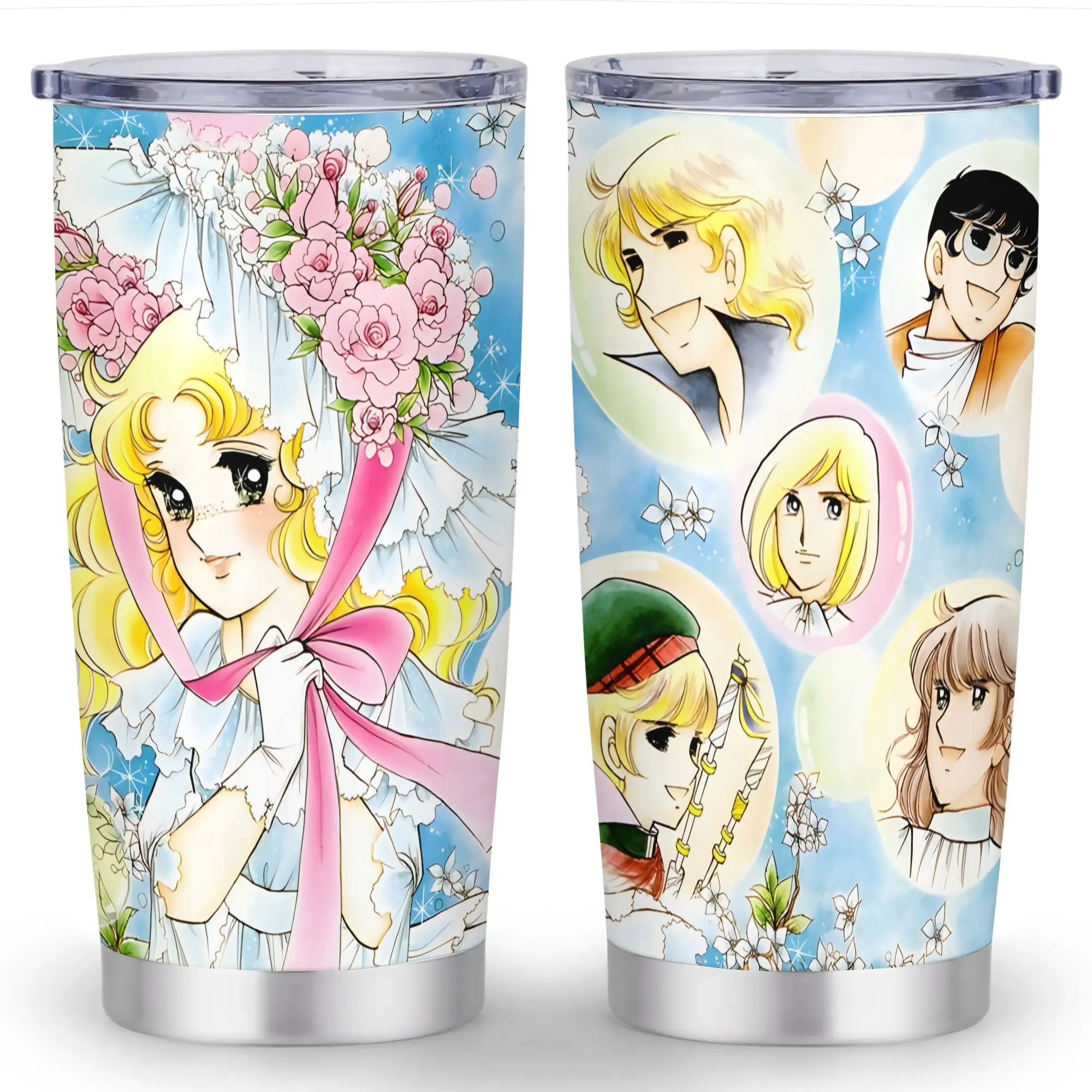 Vintage Candy Candy Anime Vacuum Flask - 1pc 20oz Double-Walled Insulated Water Bottle with Spill-Proof Lid, Straw, Ideal Christmas/Birthday Gift for Anime Fans, Water Bottles