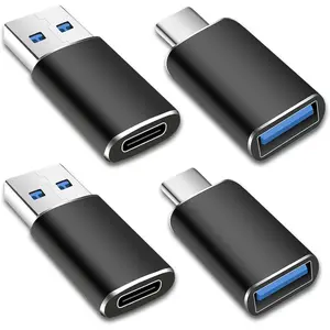4 Pack USB to USB C OTG Adapter, 2Pack Type C Female to A Male Charger Converter 2Pack USB C Male to USB 3.0 Female Adapter Thunderbolt 4 Converter iWatch 8 9,15 14 13 Pro Max