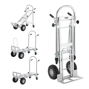 VEVOR Aluminum Folding Hand Truck, 2 in 1 Design 400 lbs Capacity, Heavy Duty Industrial Collapsible cart, Dolly Cart with Rubber Wheels for Transport and Moving in Warehouse, Supermarket, GardenVEVOR Super Brand Day