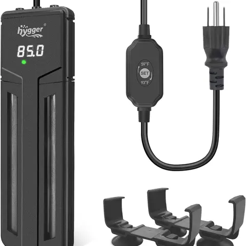 hygger Submersible Aquarium Heater - Double Quartz Explosion-Proof, Automatic, Auto Shut-Off, Energy-Saving, Fast Heating, Variable, ABS, US-Certified for Fresh/Saltwater Fish Tank Temperature Control, Quartz Glass, Two Strong Suction Cup Bracket