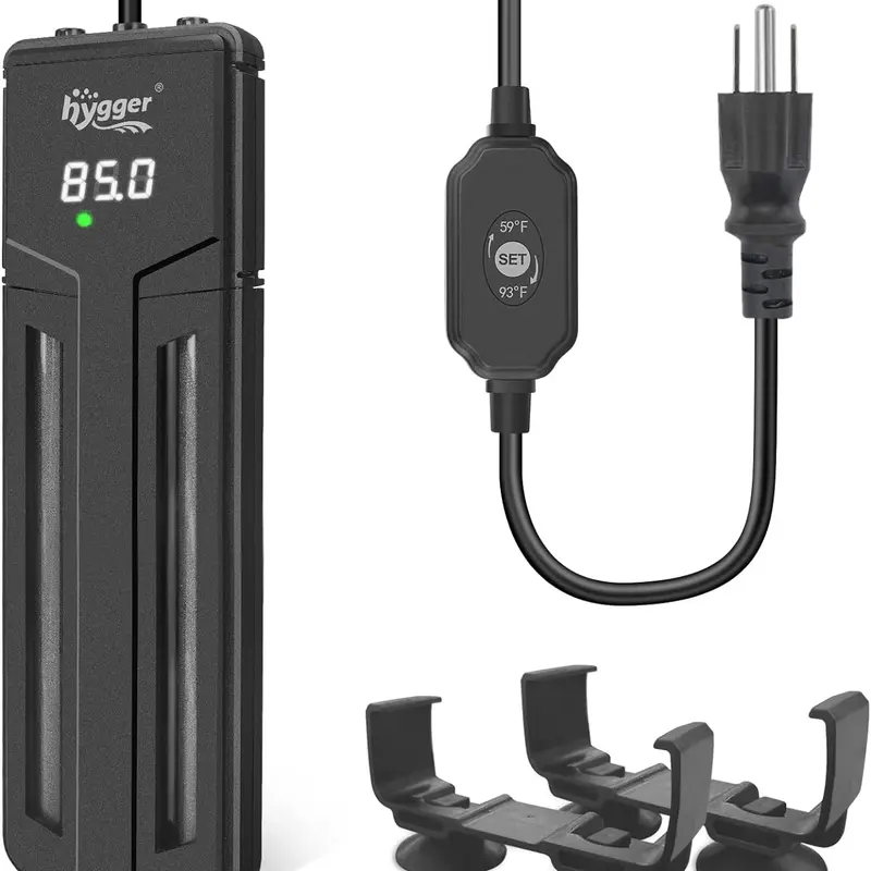 hygger Submersible Aquarium Heater - Double Quartz Explosion-Proof, Automatic, Auto Shut-Off, Energy-Saving, Fast Heating, Variable, ABS, US-Certified for Fresh/Saltwater Fish Tank Temperature Control, Quartz Glass, Two Strong Suction Cup Bracket