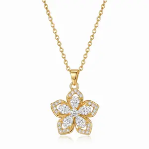 Birthstone Flower Necklace for Women Dainty Decompression Necklace Rotatable Crystal Silver Blossom Pendant Necklaces Adjustable Spinning Fidget Necklaces Redbud Flower Choker Funny Summer Jewelry Gift for Women Exquisite Rotating Flower Gift Box