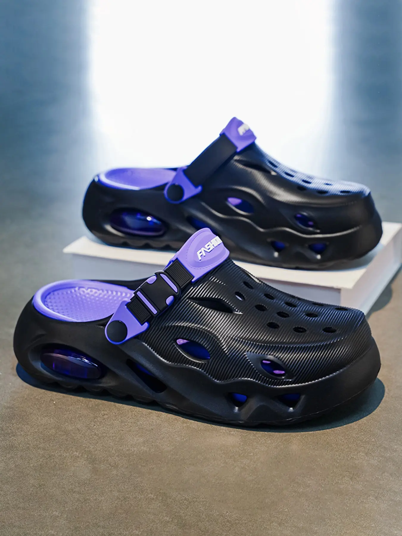 Men's Eva Bubble Sole Hole Shoes, Breathable Anti-Slip Sandals, Shock Absorbing Soft Bottom, Odor-Resistant Quick-Dry Outdoor Beach Shoes