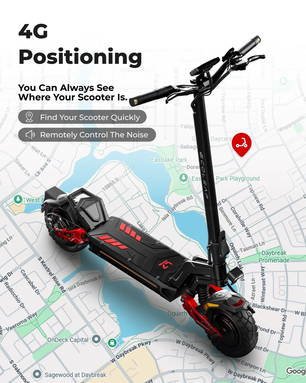 Electric Scooter 60 MPH Max Speed, Mechanical disc brakes, 10-inch wheels, 1200W motor,  74 miles range, 3-speed adjustable,Foldable commuter  Features a full-color LCD display with 4G / Bluetooth connectivity, Supports the Ecoleap App and NFC#Summervibes