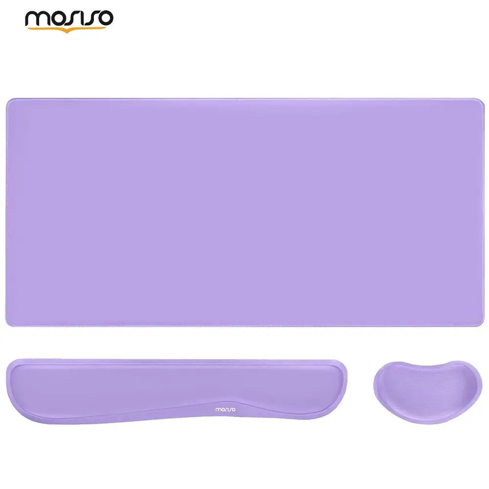 MOSISO Ergonomic Keyboard Wrist Rest & Gaming Mousepad Set - 17.52x3.15in Memory Foam, Breathable Cushion, Non-Slip, Pain Relief, Office Accessories, Desk Accessory, Easy Typing, Mouse Wrist Rest Support, Compatible with All PCs/Macs, Home Office Use, Wri