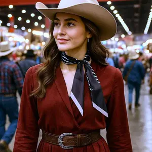 Black and White Western Skinny Mini Wild Rag Scarf / Cowgirl Necktie #TW130