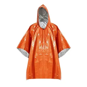 Heavy Rain Emergency Aluminum Poncho, Portable Windproof Waterproof Reflective Cycling Rainwear, Foldable Durable PE Material, Camping Fishing Survival Hiking Multipurpose Gear