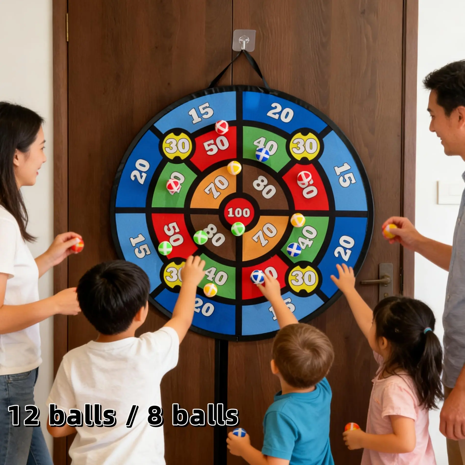 Large 65.99cm Foldable Dart Game Toy with 12pcs/8pcs Sticky Balls, Suitable for Indoor And Outdoor Party Games, Parent- Interactive Activities, Ideal Holiday Gift, New Year Gift