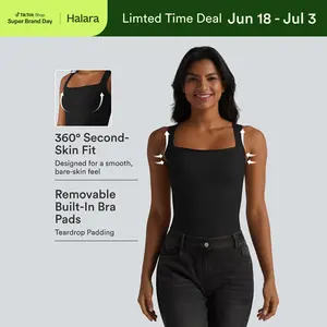Halara Square Neck Built-in Bra Casual Tank Top B-E Cups