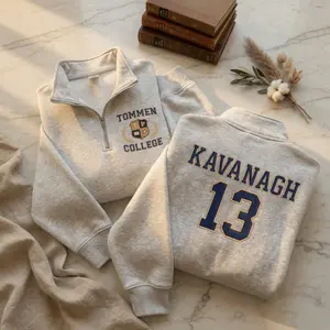 Tommen College Kavanagh 13 Embroidered Quarter Zip And Sweatshirt, Boys of Tommen Inspired, Johnny Kavanagh Bookish Merch, Chloe Walsh