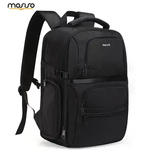 MOSISO Waterproof Camera Backpack with Side Quick Access & 3 Front Pockets, DSLR/SLR/Mirrorless Photography Travel Bag with 15-16 Inch Laptop Compartment & Rain Cover, Shockproof Camera Case for Canon Nikon Sony, Black