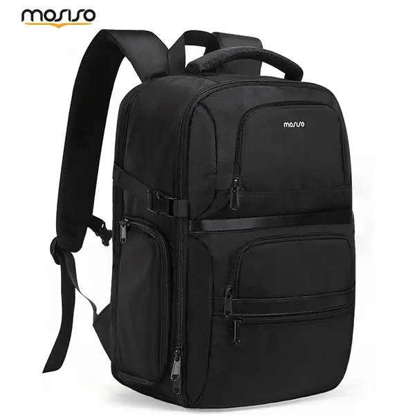 MOSISO Polyester Fabric Backpack for DSLR/SLR/Mirrorless Cameras, Sony A6400, 16 inch Laptop Compartment - Side Quick Access, 3 Front Pockets, Rain Cover, Shockproof Case for Canon Nikon, Camera Accessories, Black, Backpacks, Dslr Cameras