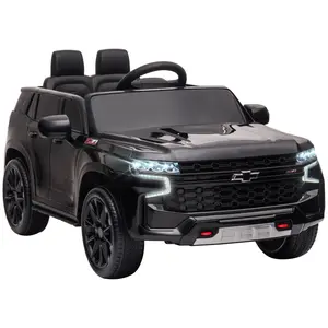 Chevrolet TAHOE Licensed Kids Ride on Car, 12V Battery Powered Kids Electric Car with Remote Control, Music, Lights, Horn, Suspension for 3-6 Years Old, Black