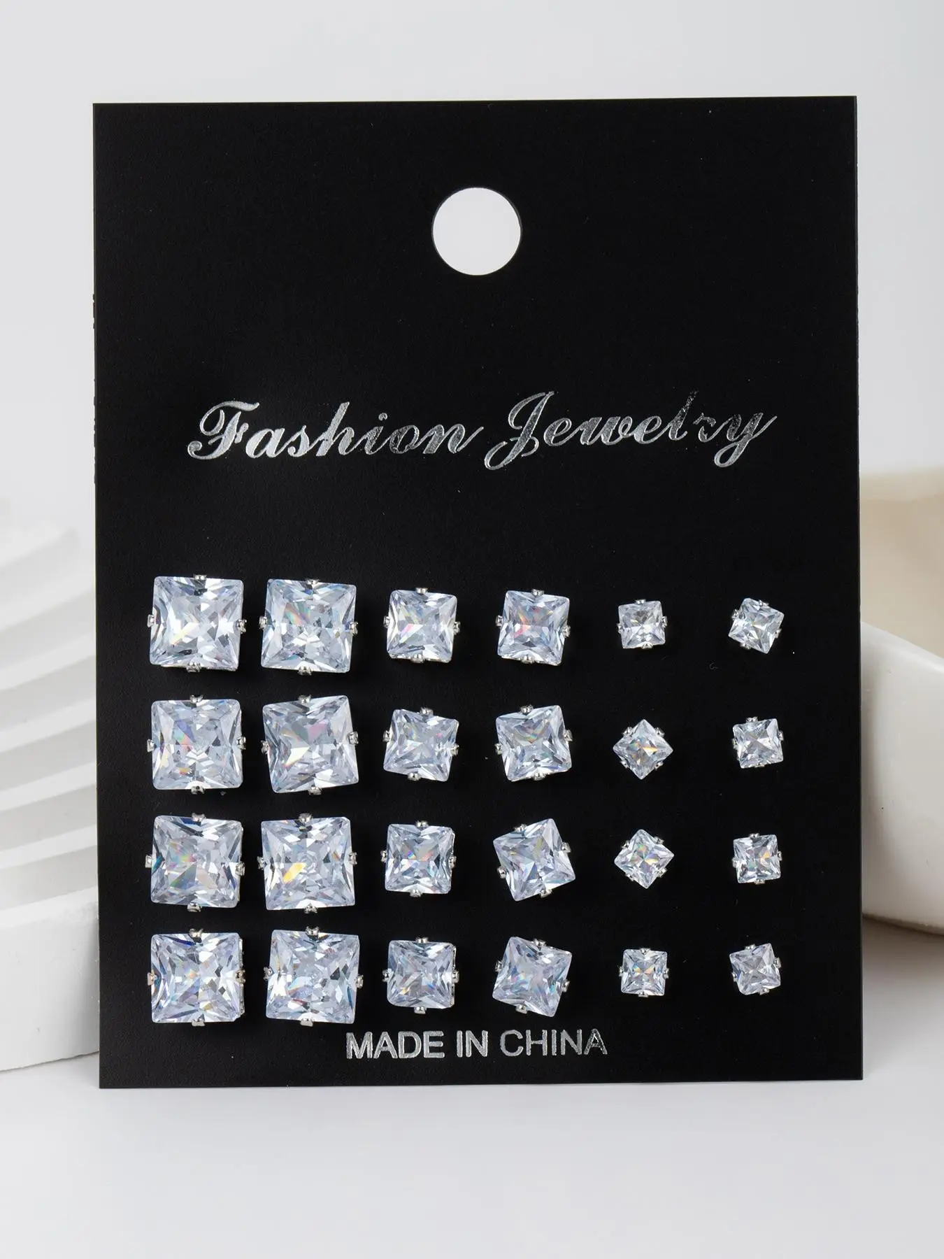 Fashion Elegant Square Shaped Stud Earrings, Earring Studs, Artificial Zircon Earrings, Simple Design Plain Stud Earrings for Women & Men, Fashion All-match Jewelry for Party, Daily Clothing Decor, Versatile Earrings
