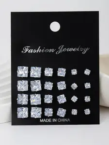 Fashion Elegant Square Shaped Stud Earrings, Artificial Zircon Earrings, Simple Design Plain Stud Earrings for Women & Men, Fashion All-match Jewelry for Party, Daily Clothing Decor, Versatile Earrings