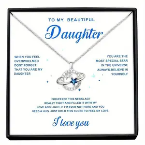 VEVE To My Daughter Planet Asteroid Necklace – Cubic Zirconia Girl Necklace, Perfect Birthday & Christmas Gift