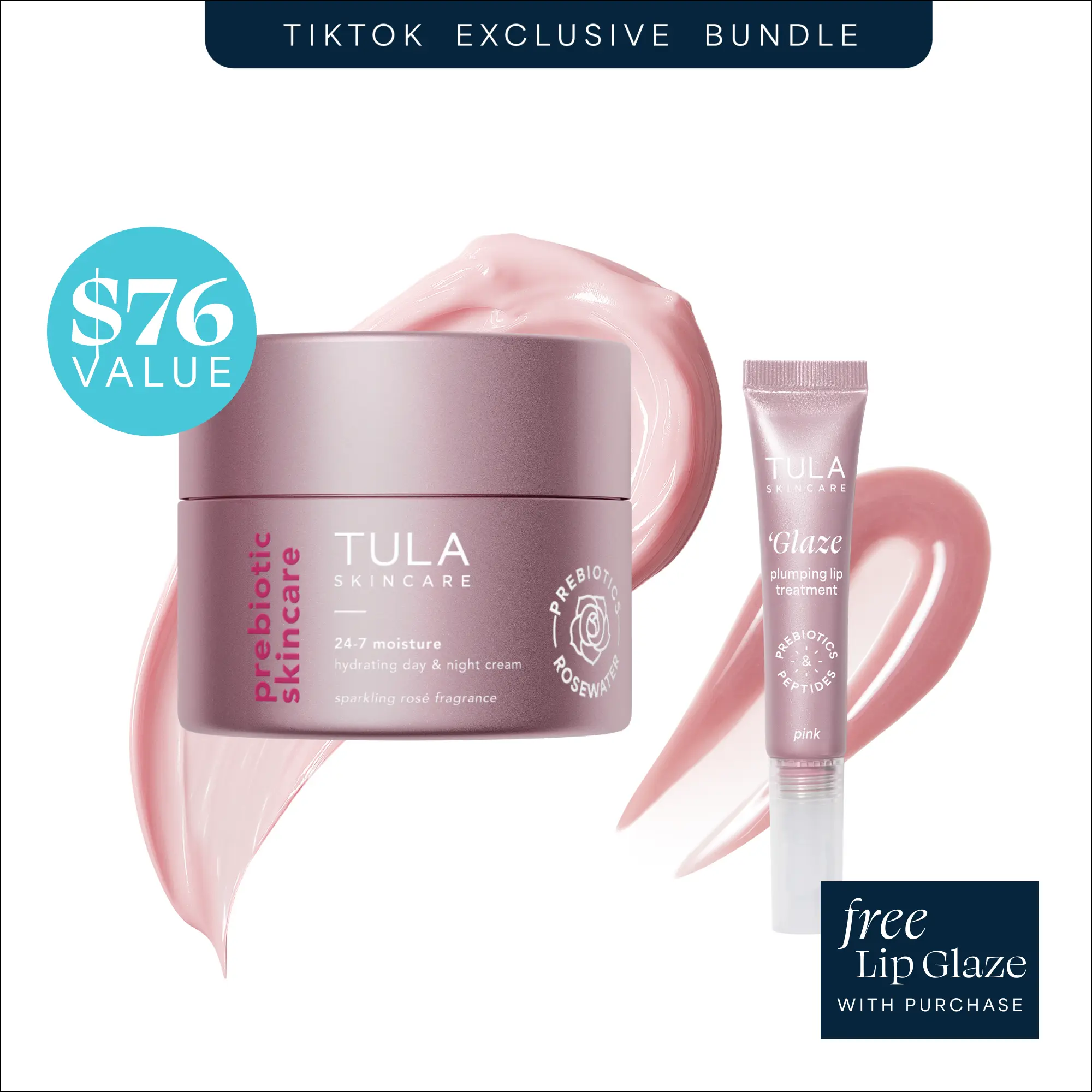 Tula TTS Exclusive: 24/7 Luminous Moisture & Glaze Pink Plumping Lip Treatment Duo