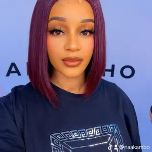 Burgundy Winter Bob 8 inch Raw Virgin Vietnam Hair Glueless Wig for Stylish Looks
