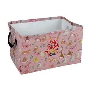 Cute Cat Pattern Storage Baskets Storage Boxes Home Decor Storage Clothes Organization And Storage Home Decor Storage Holiday Gifts, Shelf Baskets, Organizer For Toys, Books, Pet Lovers Home Decor, Playful Design, Laundry Basket, Laundry