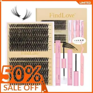 DIY Lash Extension Kit 280pcs Lash Clusters Kit 30D+40D Individual Lashes 10-16mm Lash Clusters Kit Lash Bond and Seal Cluster Lashes Glue Remover Lash Tweezer