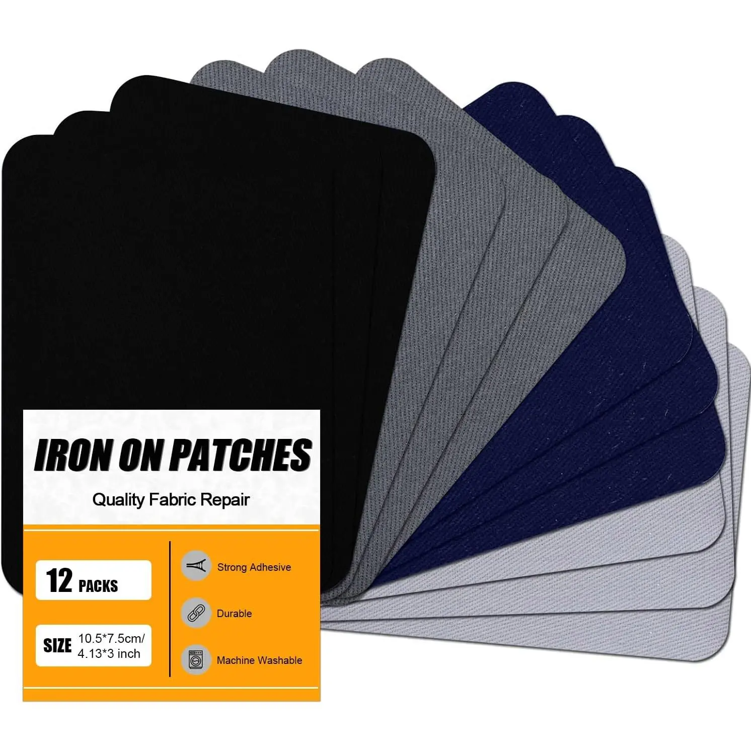 Iron on Patches for Fabric Clothes, Iron-on Patch Repairing Inside & Outside Holes for Jeans, Backpacks, Down Jackets, Hat, Pants, Sweaters (7.5 cm x 10.5 cm) - 12 count