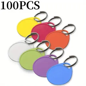 Pack of 100 Key Tag, Teardrop-Shaped Keychain, Plastic Tag, Label, Key Number Plate, Teardrop-Shaped Key Tag, DIY Crafts, Backpack Accessories