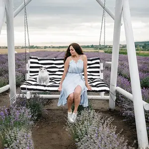 2025 Upgrade Hollywood Swing Cushion Waterproof Thick 5" Outdoor Swing Cushion with Backrest 60"X40" 2-3 Seater Bench Replacement Cushion for Outdoor Furniture Porch Patio Garden