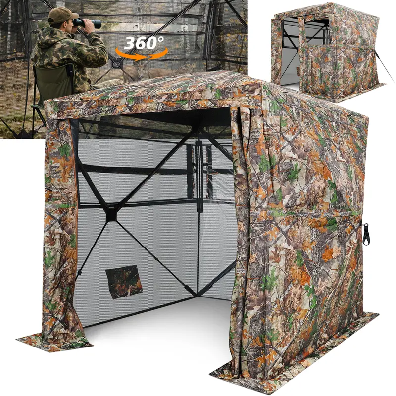 FUNHORUN Hunting Blind 270 Degree See Through Ground Blind For Deer