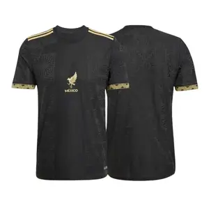 2025-26 Mexico Home Kit Black & Gold Fan Edition Adult Short-Sleeve Breathable Quick-Dry Soccer Jersey