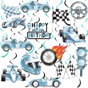 Race  Birthday Hanging Swirls 20 count  Racing  Party Decorations Race  Checkered Flags Hanging Streamers Racer Birthday Ceiling Decor for Let's Go Racing  Shower Supplies