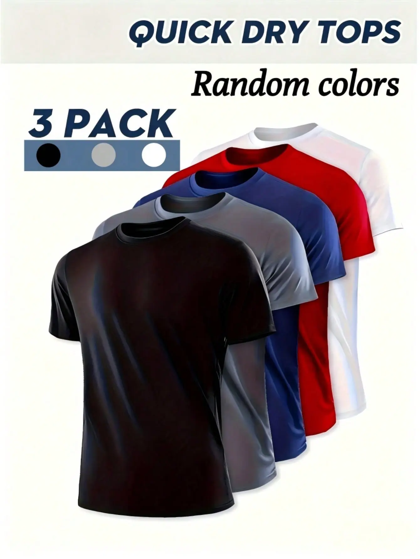 3-Pack Men's Summer Loose Fit Crew Neck T-Shirts - Woven Pattern Breathable Quick-Dry for Workout & Daily Wear