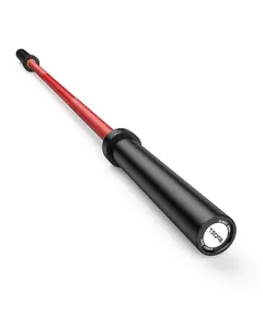 7 ft Barbell Bar, 44 lbs Weight Lifting Bar with 1500 Load Weight Capacity, Fits 2" Plates Red Black