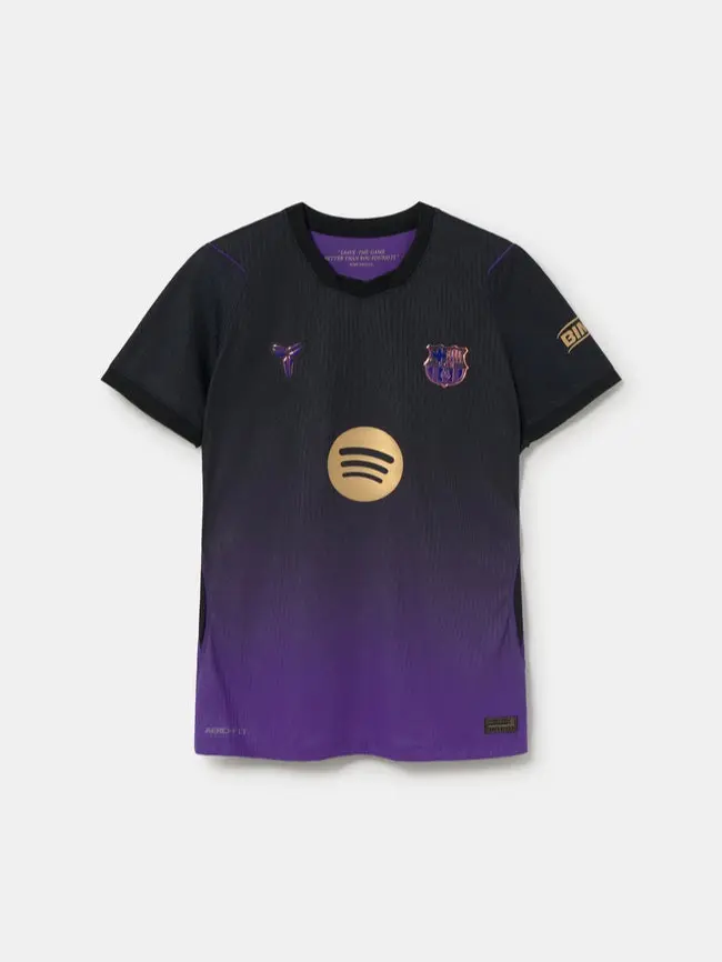 Unisex Barcelona 2026/27 LaLiga Away Replica Soccer Jersey – Black and Field Purple Mamba-Inspired Football Shirt with Gold Details