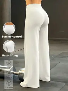 Women's High-Waisted Wide-Leg Yoga Pants, Tummy Control Butt Lifting, High Elasticity Micro Flare Tight Fit, Ideal for Fitness Training & Daily Wear