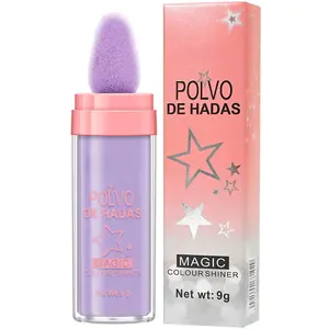 Polvo De Hadas Fairy Highlight Patting Powder Highlighter Body Brightens the Natural Three-dimensional Face Powder Blusher (#04 Fantasy Purple)