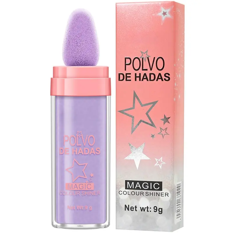 Polvo De Hadas Fairy Highlight Patting Powder Highlighter Body Brightens the Natural Three-dimensional Face Powder Blusher (#04 Fantasy Purple)