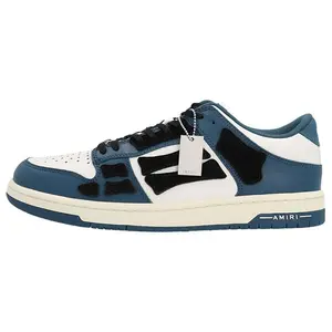 AMIRI Skel-Top Low Leather Low-Top Sneakers for Men in Blue, White, and Black Trending Shoes, House White Official Shoes to Get / Maison Mihara
