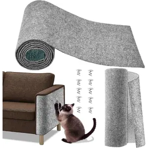 Cat Scratch Couch Furniture Protector,Trimmable Self-Adhesive Cats Claws Scratch Pads, Sisal DIY Climbing Couch Protector for Scratch Post Cat Tree Replacement Indoor(Light Gray, 78.7"x15.8")