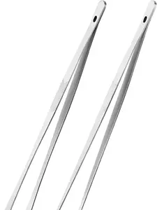 2 Pack 12 Inch Stainless Steel Cooking Utensils, Fine Metal Tongs with Precision Serrated Tips for Chef