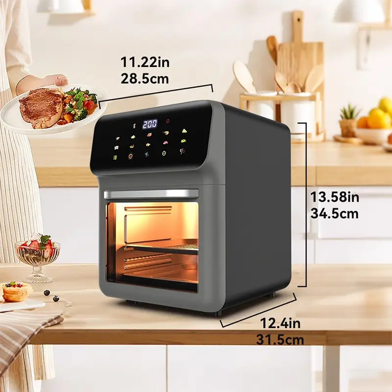 Home Kitchen FD-1015B Multifunctional Air Fryer,1350W 110-120V 360° Air Circulation,Oil-Free Low-Fat Cooking,V-0 Flame Retardant Heat Resistant Shell,Class I Safety Design,3-Pin Grounded Plug,Overheat Protection for Daily Family Meals